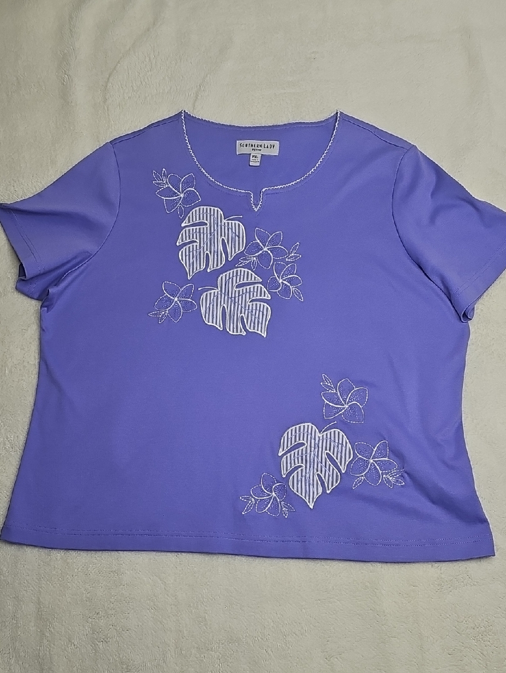 Southern Lady Purple Floral Embroidered Top Size PXL